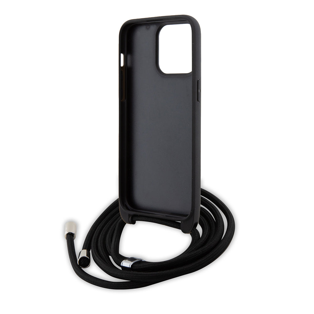 Etui til Apple iPhone 15 Pro Max, Karl Lagerfeld, Saffiano Crossbody Monogram Metal Pin Karl, Sort