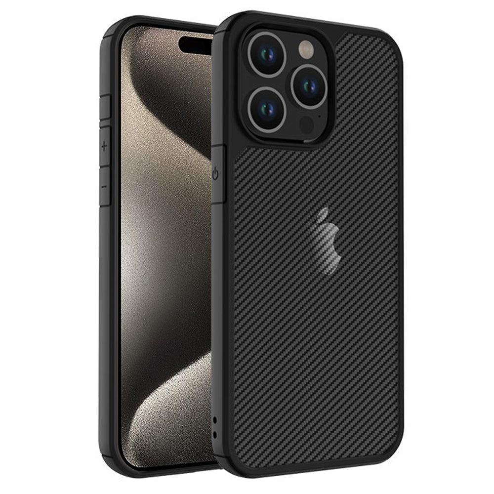 Etui til Apple iPhone 15 Pro Max, Techsuit, CarbonFuse, Sort