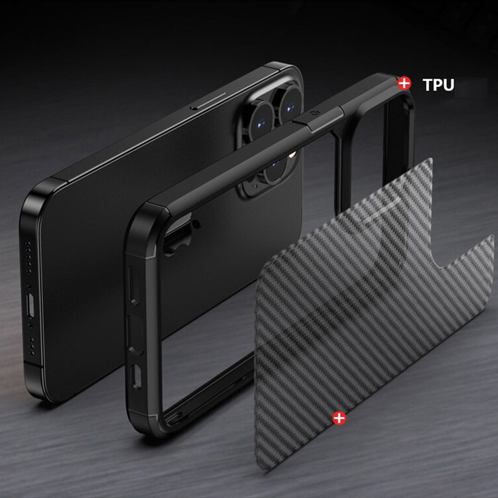 Etui til Apple iPhone 15 Pro Max, Techsuit, CarbonFuse, Sort