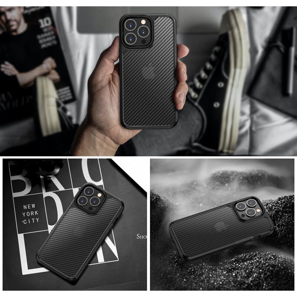 Etui til Apple iPhone 15 Pro Max, Techsuit, CarbonFuse, Sort