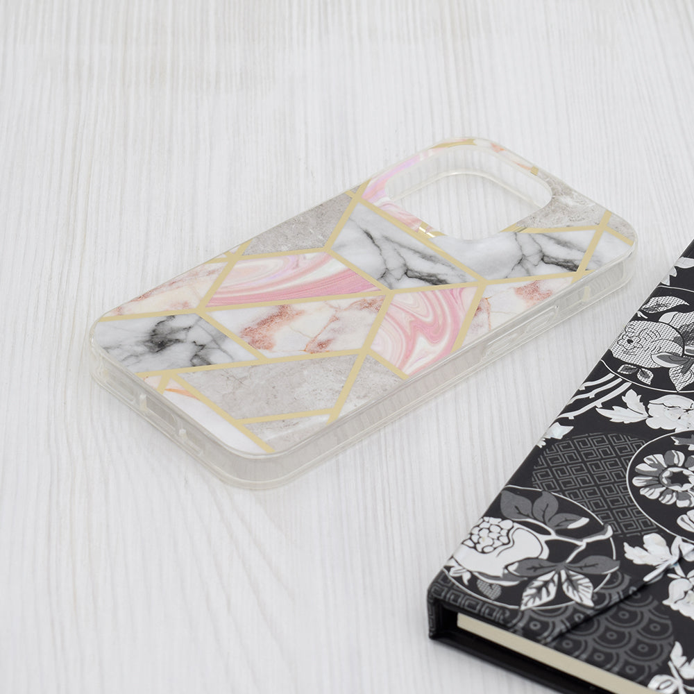 Cover til Apple iPhone 15 Pro, Techsuit, Marble, Pink