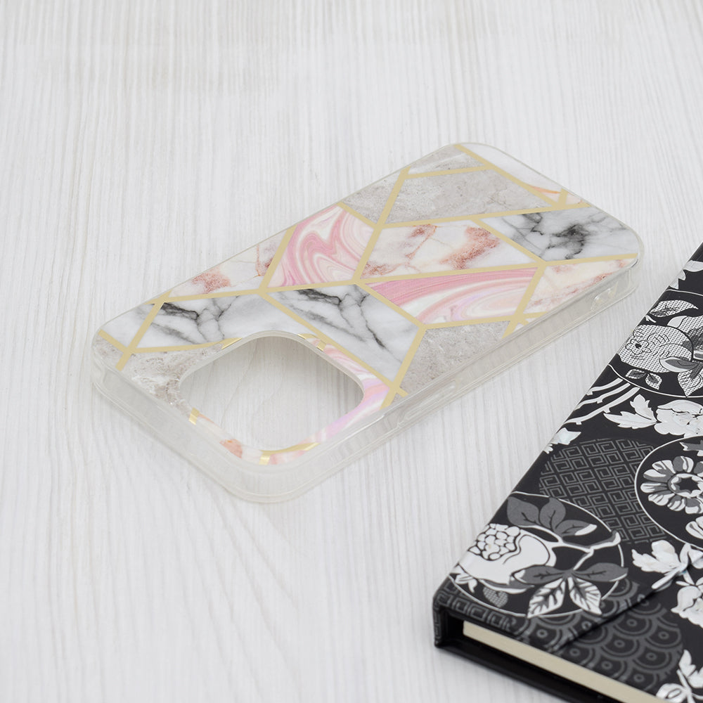 Cover til Apple iPhone 15 Pro, Techsuit, Marble, Pink
