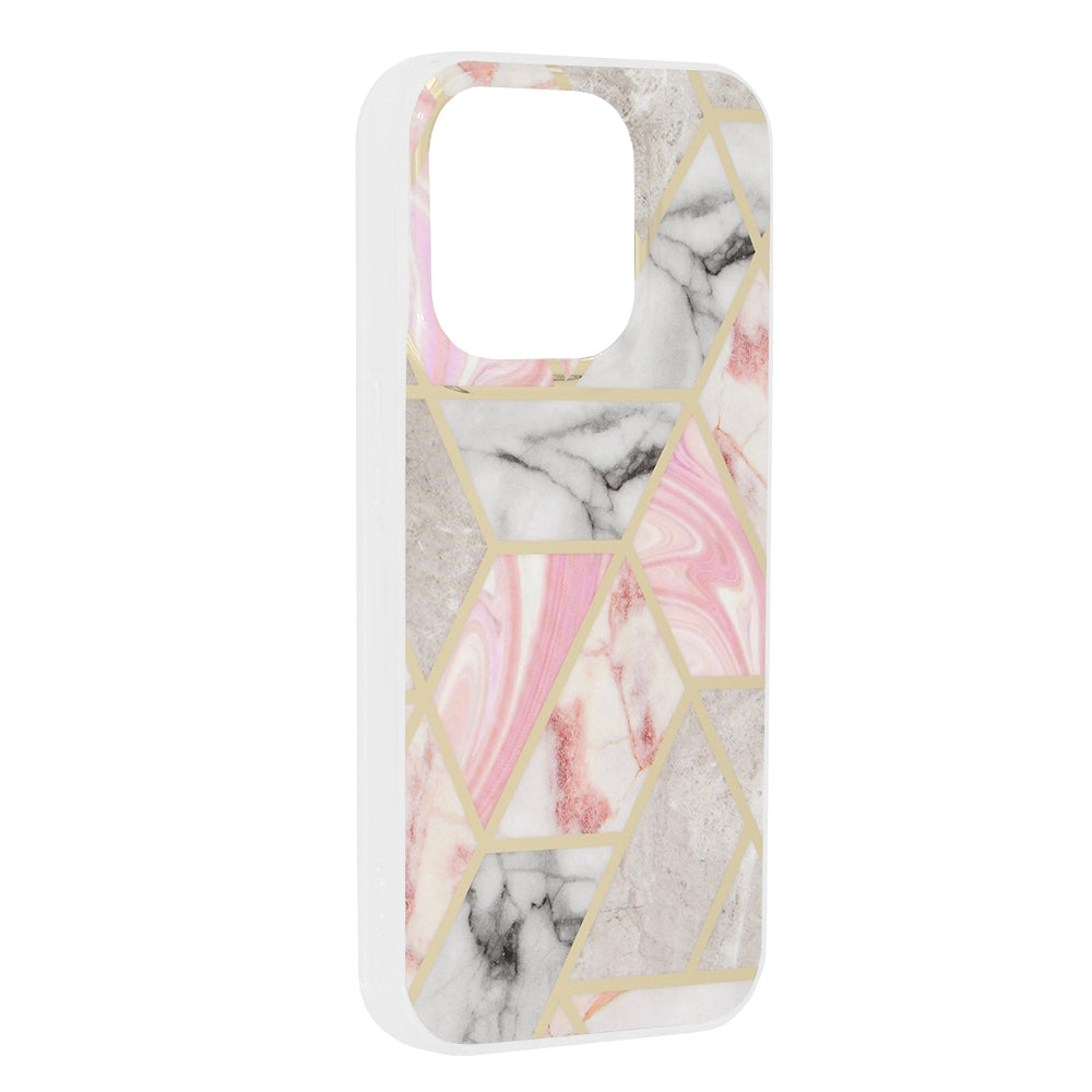 Cover til Apple iPhone 15 Pro, Techsuit, Marble, Pink