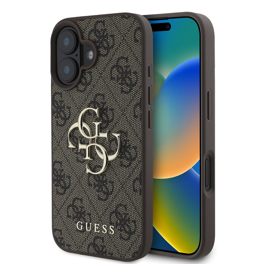 Etui til Apple iPhone 16, Guess, 4G Big Logo, Brun