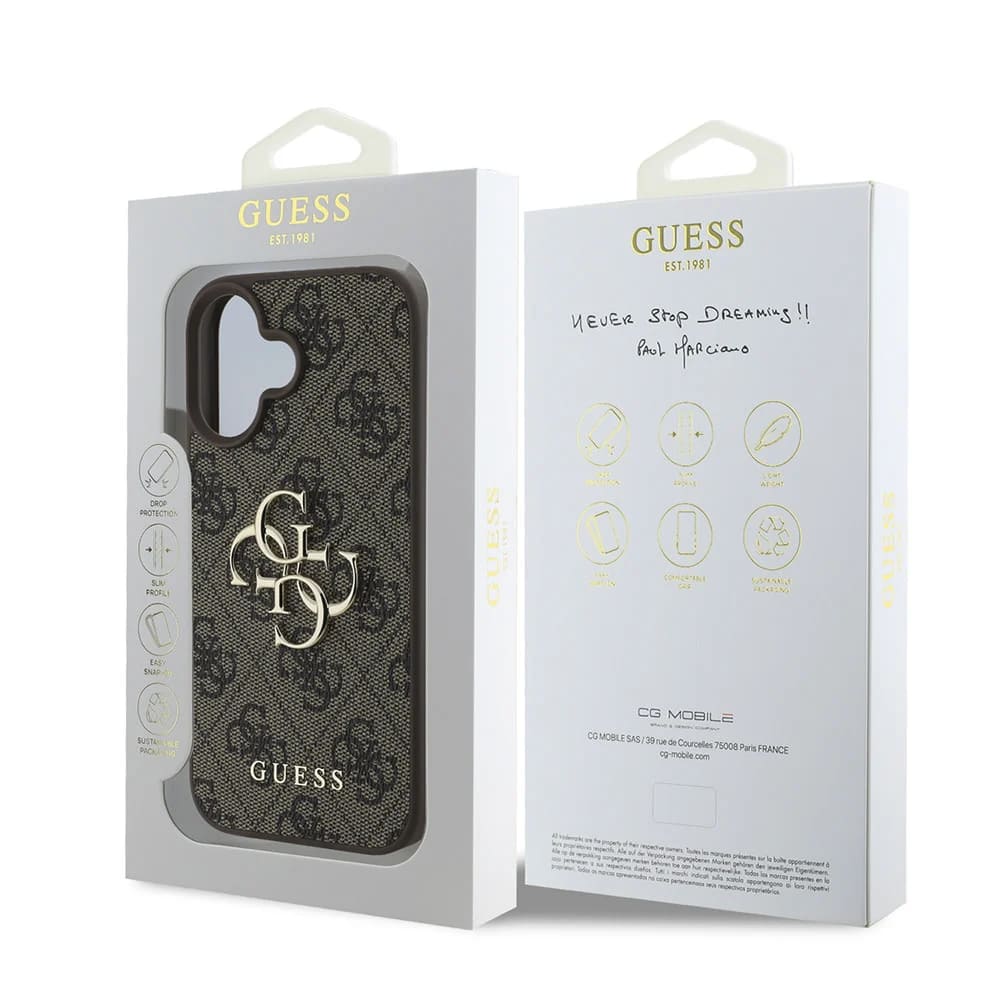 Etui til Apple iPhone 16, Guess, 4G Big Logo, Brun