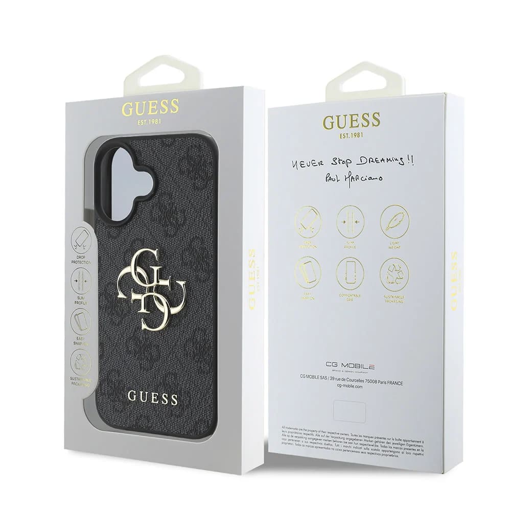 Etui til Apple iPhone 16, Guess, 4G Big Logo, Sort