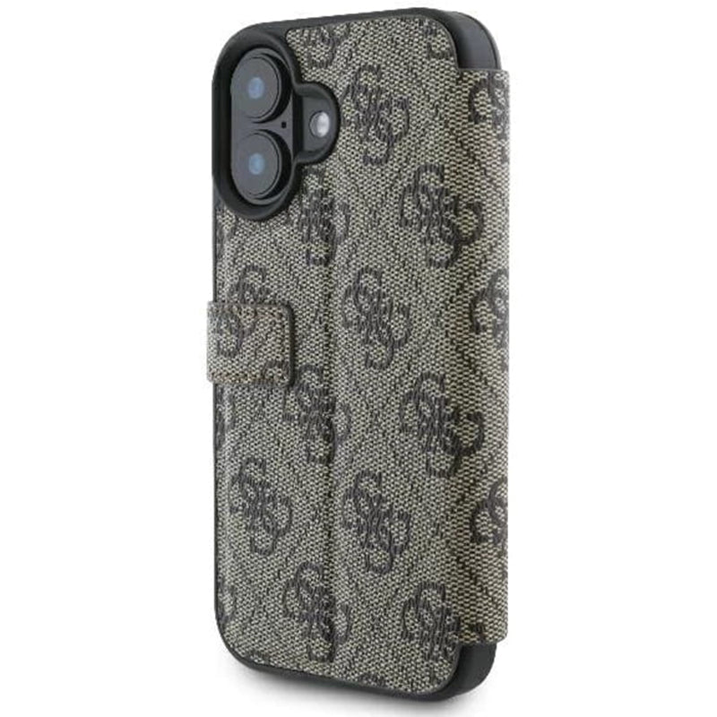 Etui til Apple iPhone 16, Guess, 4G Book, Brun