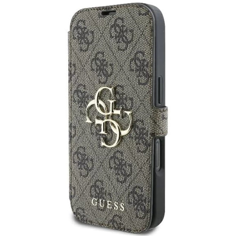 Etui til Apple iPhone 16, Guess, 4G Book, Brun