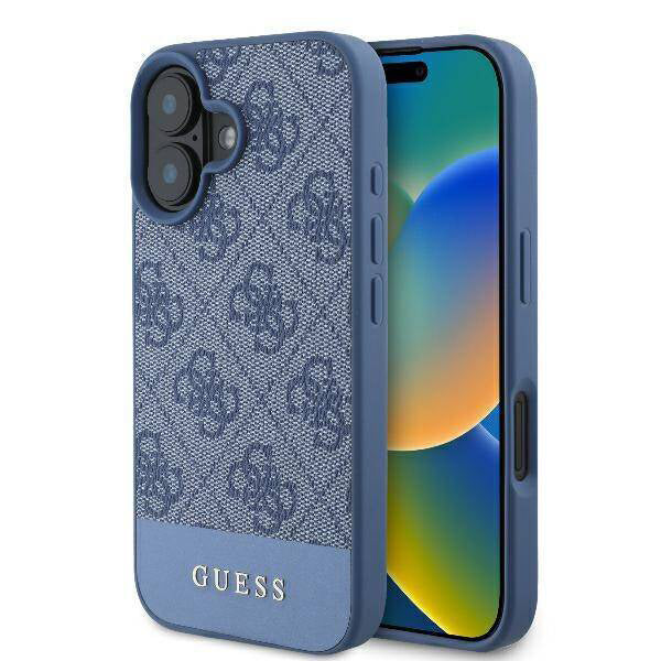 Etui til Apple iPhone 16, Guess, 4G Bottom Stripe, Blå