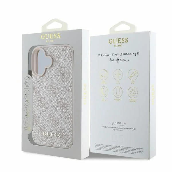 Etui til Apple iPhone 16, Guess, 4G Classic, Pink