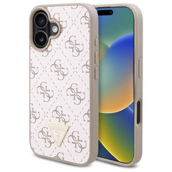 Etui til Apple iPhone 16, Guess, 4G Triangle Logo, Hvid