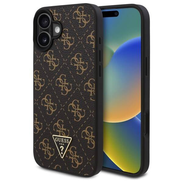 Etui til Apple iPhone 16, Guess, 4G Triangle Logo, Sort