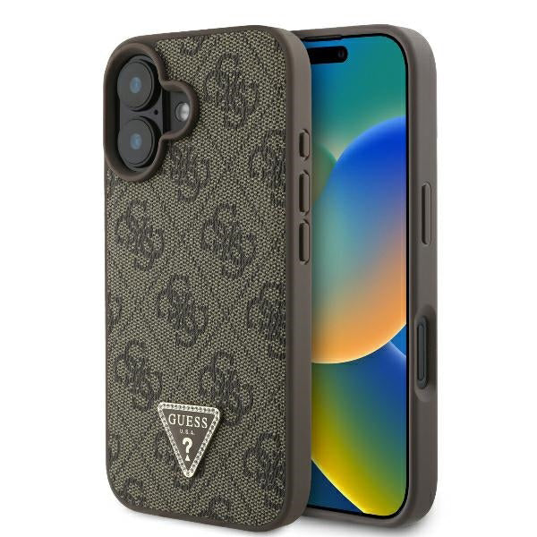 Etui til Apple iPhone 16, Guess, 4G Triangle Strass, Brun