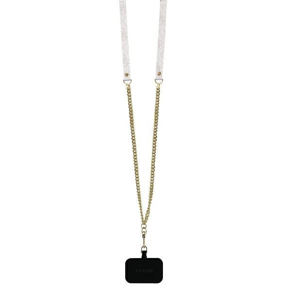 Etui til Apple iPhone 16, Guess, Crossbody 4G Triangle Strass, Blå