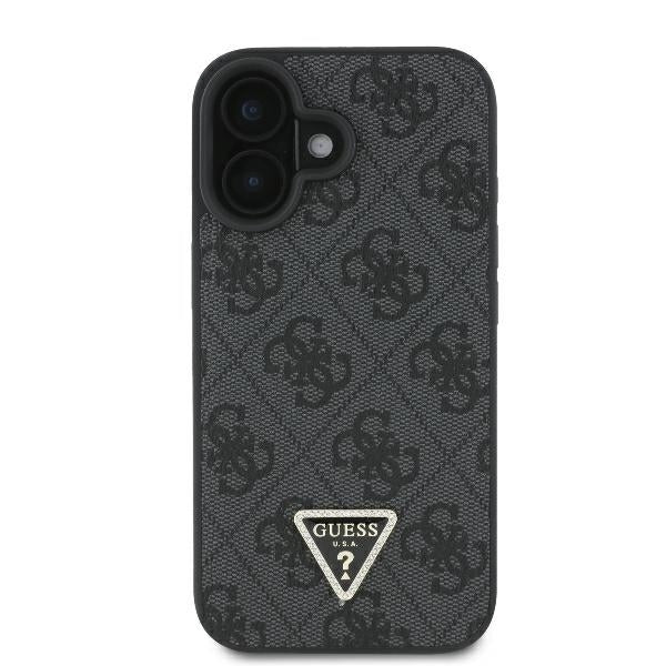 Etui til Apple iPhone 16, Guess, Crossbody 4G Triangle Strass, Sort