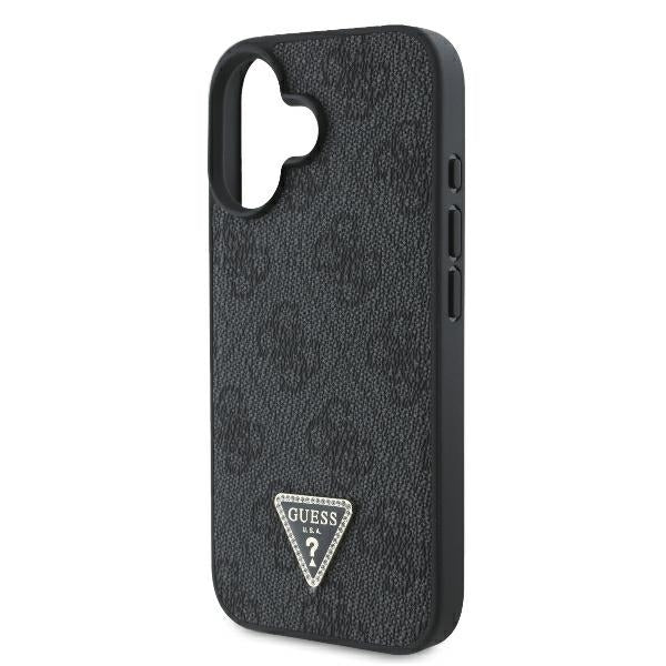 Etui til Apple iPhone 16, Guess, Crossbody 4G Triangle Strass, Sort