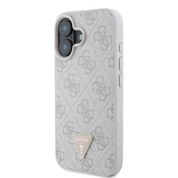 Etui til Apple iPhone 16, Guess, Crossbody 4G Triangle Strass, Pink