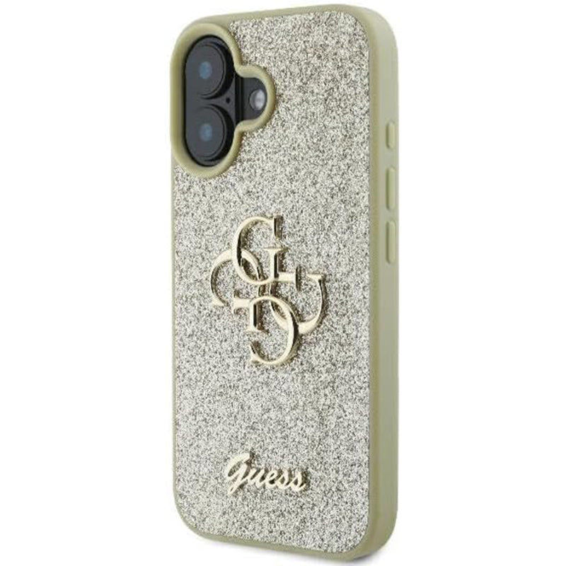 Etui til Apple iPhone 16, Guess, Fixed Glitter Big 4G, Gylden