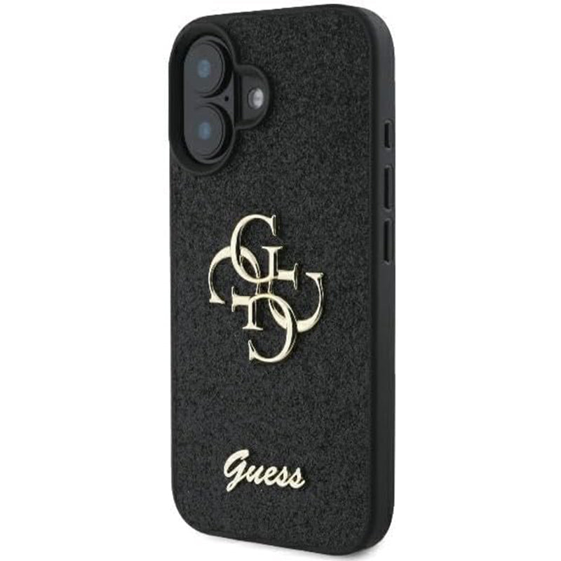 Etui til Apple iPhone 16, Guess, Fixed Glitter Big 4G, Sort