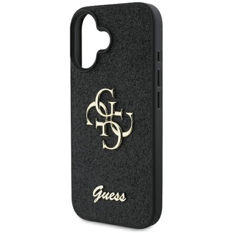 Etui til Apple iPhone 16, Guess, Fixed Glitter Big 4G, Sort