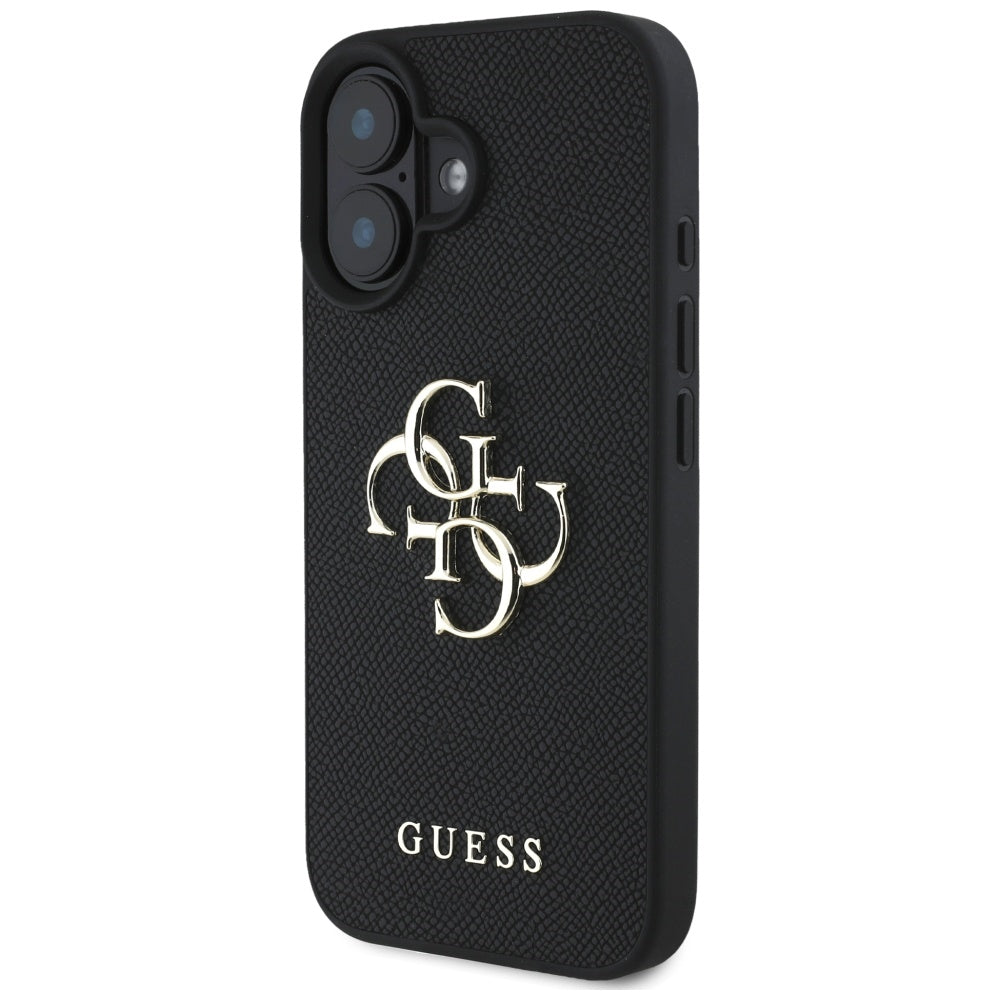 Etui til Apple iPhone 16, Guess, Grained Big 4G Logo Small Classic Logo, Sort