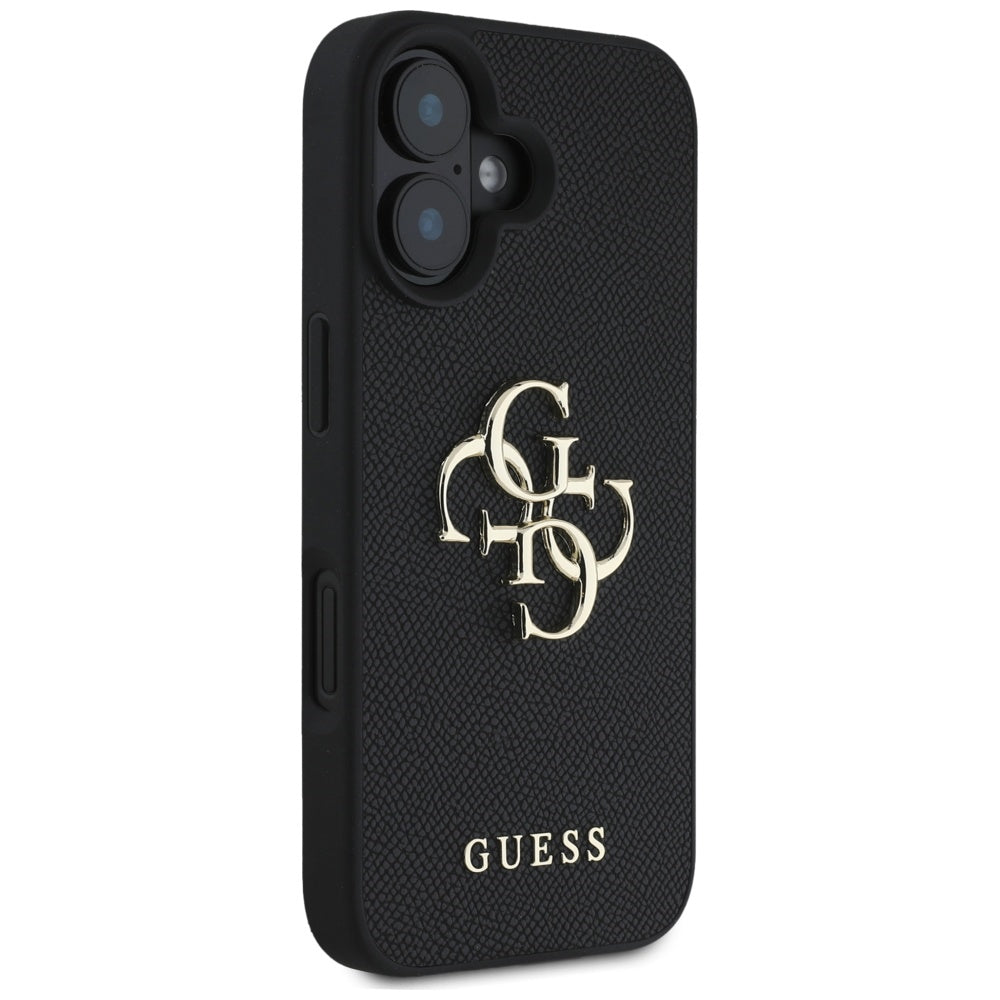 Etui til Apple iPhone 16, Guess, Grained Big 4G Logo Small Classic Logo, Sort