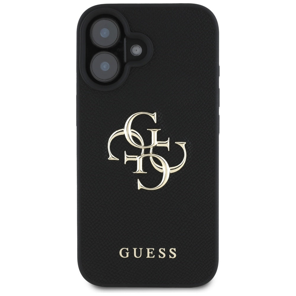 Etui til Apple iPhone 16, Guess, Grained Big 4G Logo Small Classic Logo, Sort