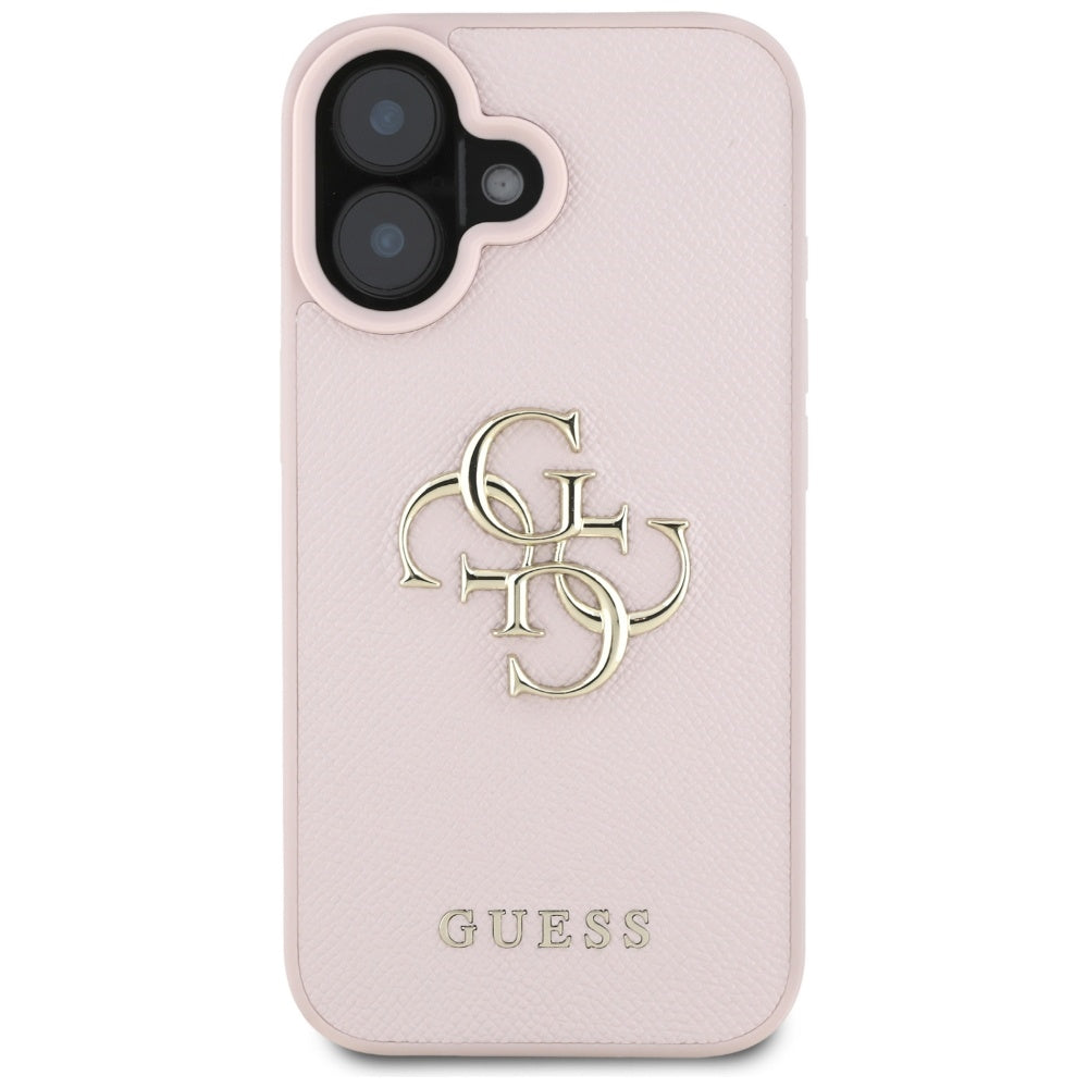 Etui til Apple iPhone 16, Guess, Grained Big 4G Logo Small Classic Logo, Pink