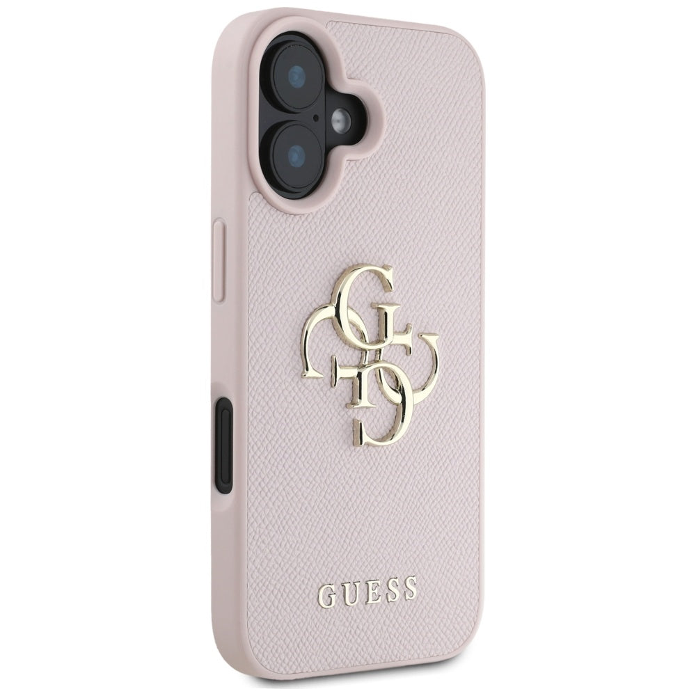 Etui til Apple iPhone 16, Guess, Grained Big 4G Logo Small Classic Logo, Pink