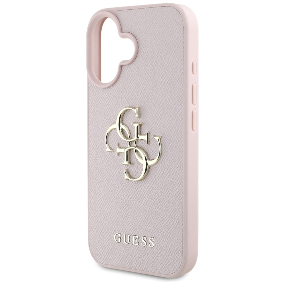 Etui til Apple iPhone 16, Guess, Grained Big 4G Logo Small Classic Logo, Pink