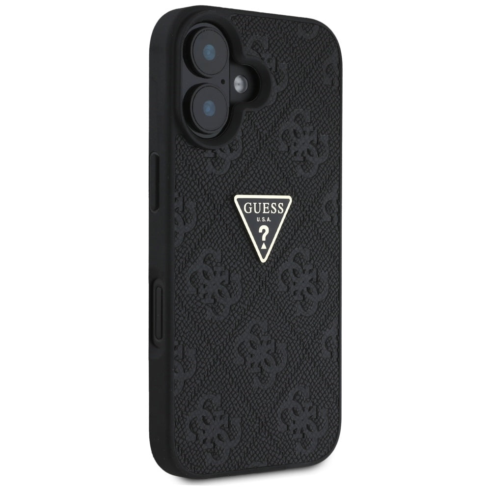 Etui til Apple iPhone 16, Guess, Hot Stamp 4G Pattern Triangle Logo, Sort