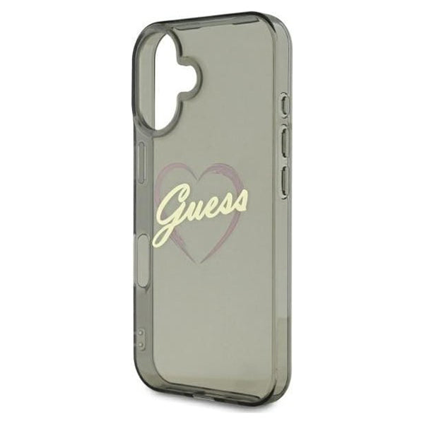 Etui til Apple iPhone 16, Guess, IML Heart, Sort