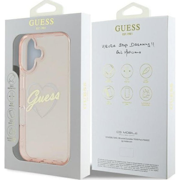 Etui til Apple iPhone 16, Guess, IML Heart, Pink