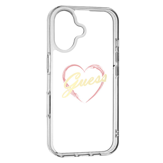Etui til Apple iPhone 16, Guess, IML Heart, Gennemsigtig