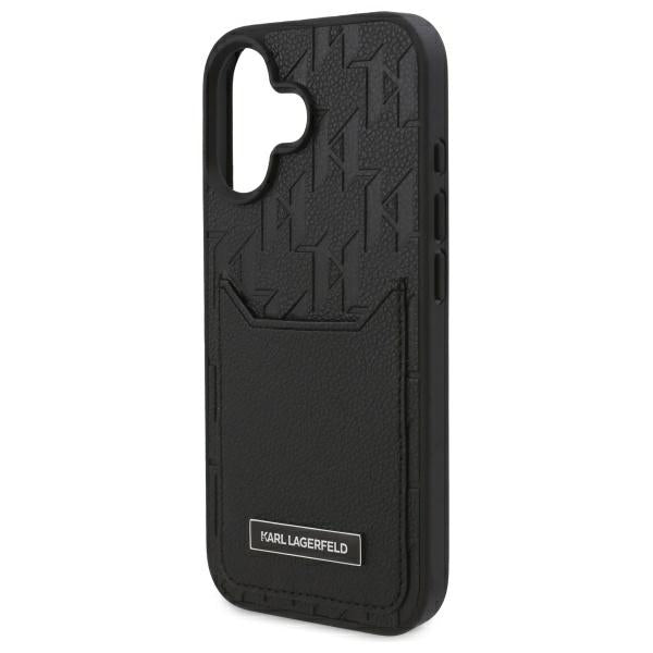 Etui til Apple iPhone 16, Karl Lagerfeld, Cardslots Monogram, Sort