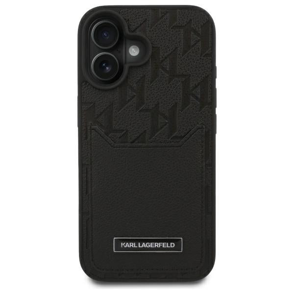 Etui til Apple iPhone 16, Karl Lagerfeld, Cardslots Monogram, Sort