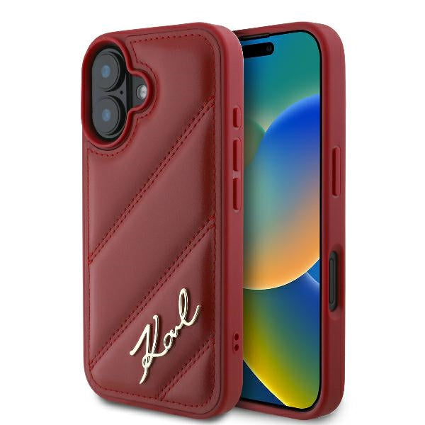 Etui til Apple iPhone 16, Karl Lagerfeld, Diagonal Quilted Script, Rosie