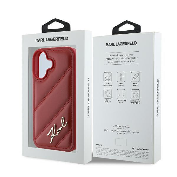 Etui til Apple iPhone 16, Karl Lagerfeld, Diagonal Quilted Script, Rosie