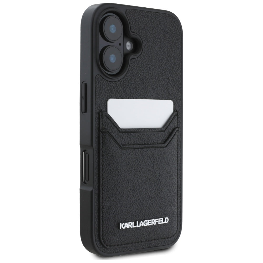 Etui til Apple iPhone 16, Karl Lagerfeld, Grained Cardslots, Sort