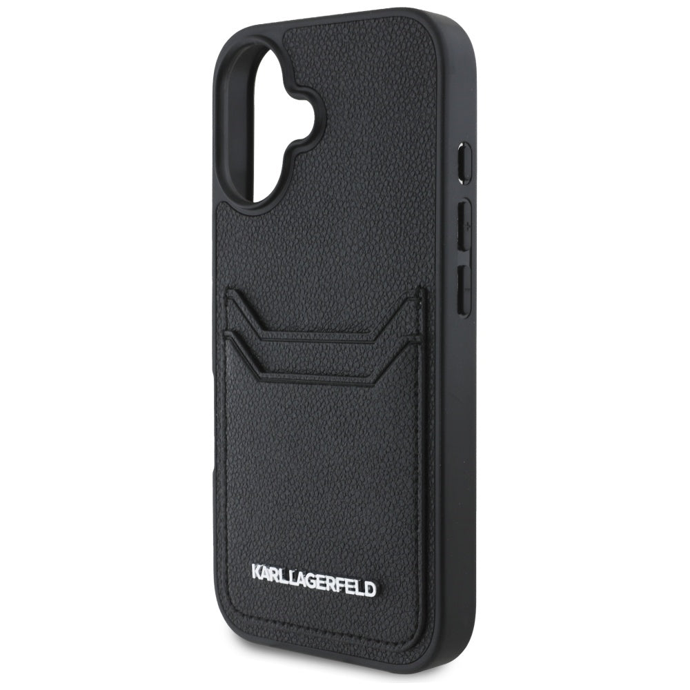Etui til Apple iPhone 16, Karl Lagerfeld, Grained Cardslots, Sort