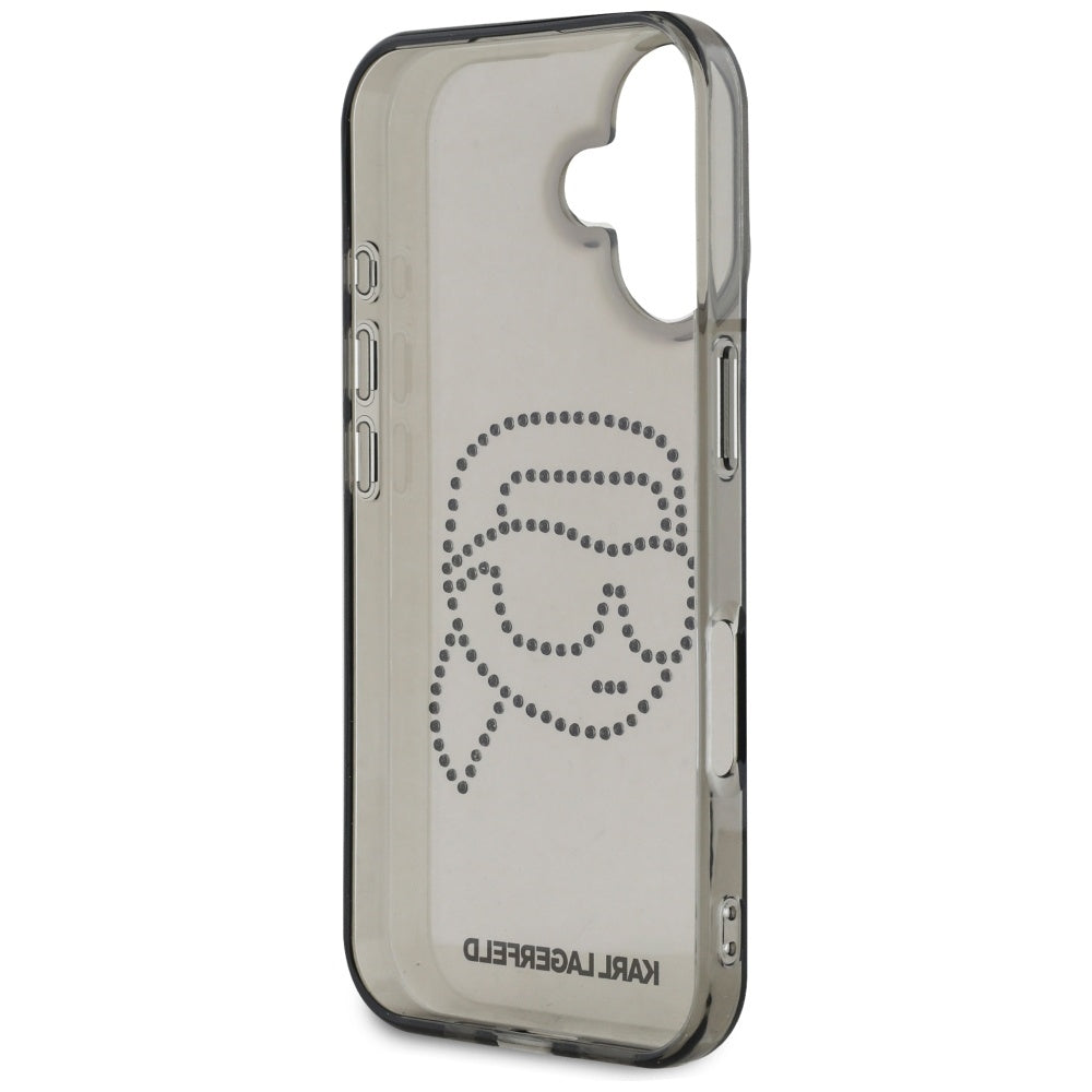 Etui til Apple iPhone 16, Karl Lagerfeld, IML Rhinestones Karl's Head, Sort