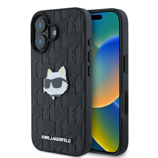 Etui til Apple iPhone 16, Karl Lagerfeld, Monogram Choupette's Head, Sort