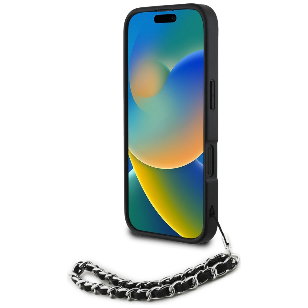 Etui til Apple iPhone 16, Karl Lagerfeld, Saffiano Crystals & Charm, Sort
