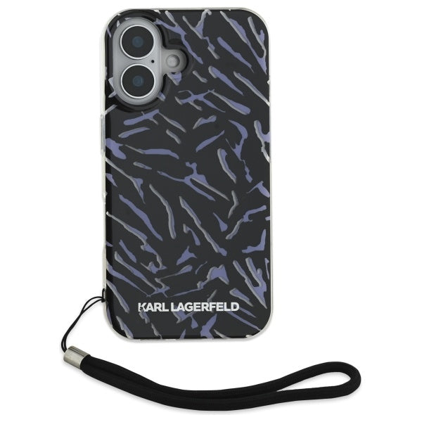 Etui til Apple iPhone 16, Karl Lagerfeld, Zebra med snorestrop, Lilla