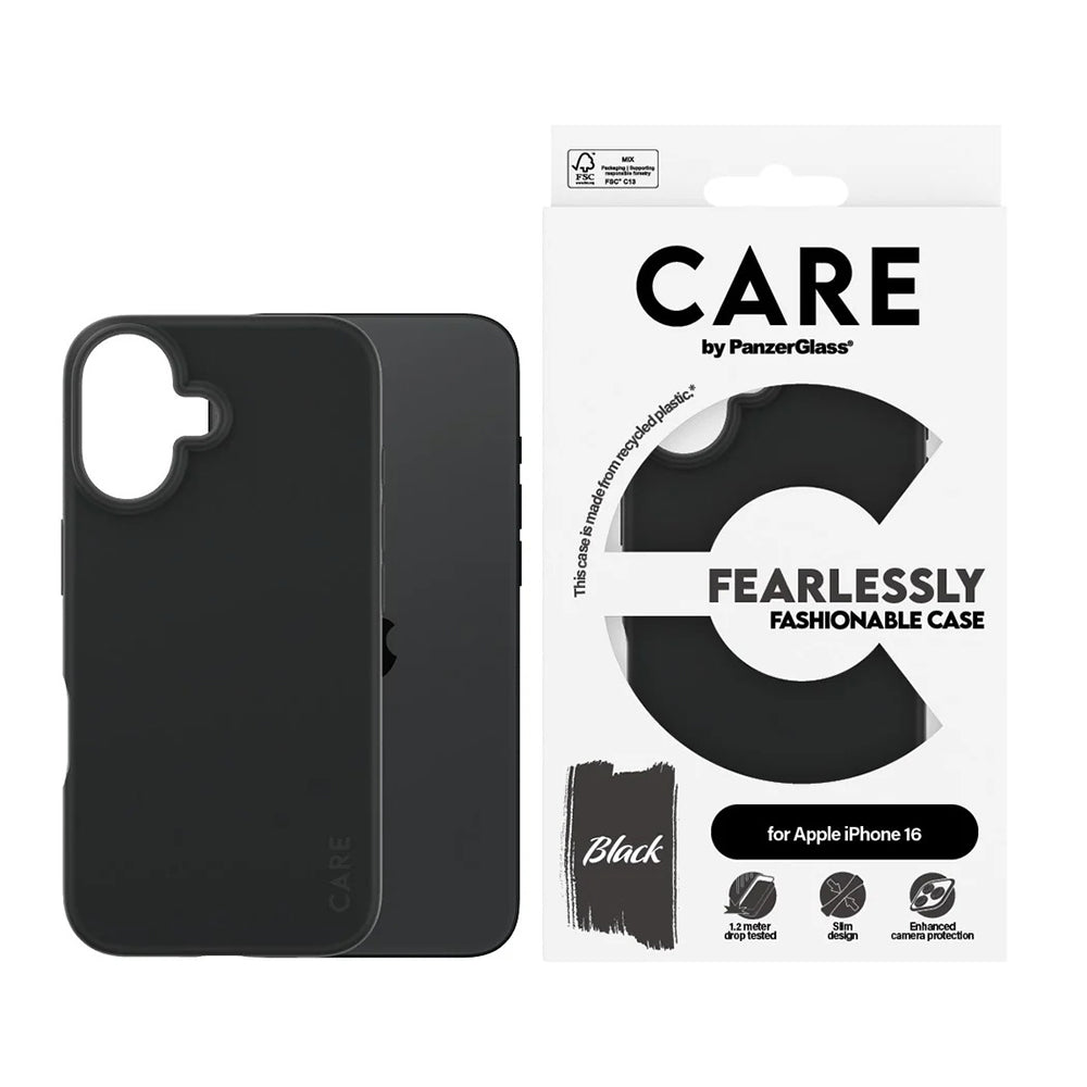 Etui til Apple iPhone 16, PanzerGlass, Fashionable Care, Sort