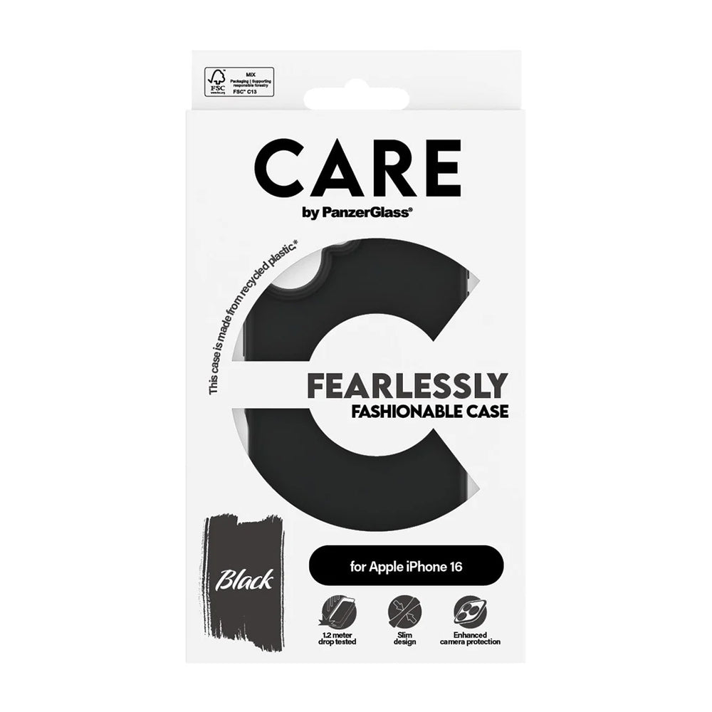Etui til Apple iPhone 16, PanzerGlass, Fashionable Care, Sort