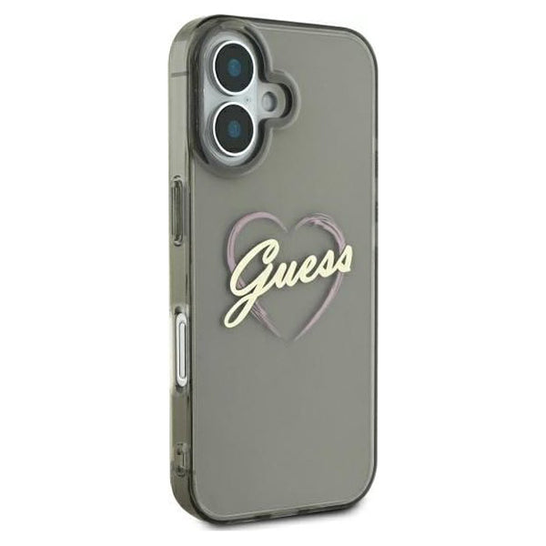 Etui til Apple iPhone 16 Plus, Guess, IML Heart, Sort
