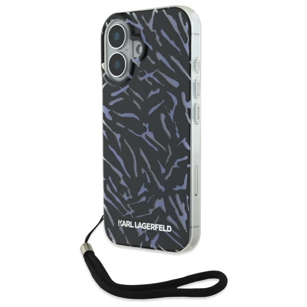 Etui til Apple iPhone 16 Plus, Karl Lagerfeld, Zebra med snorestrop, Lilla