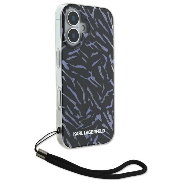 Etui til Apple iPhone 16 Plus, Karl Lagerfeld, Zebra med snorestrop, Lilla