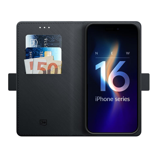 Cover til Apple iPhone 16 Pro, 3MK, Wallet, Sort